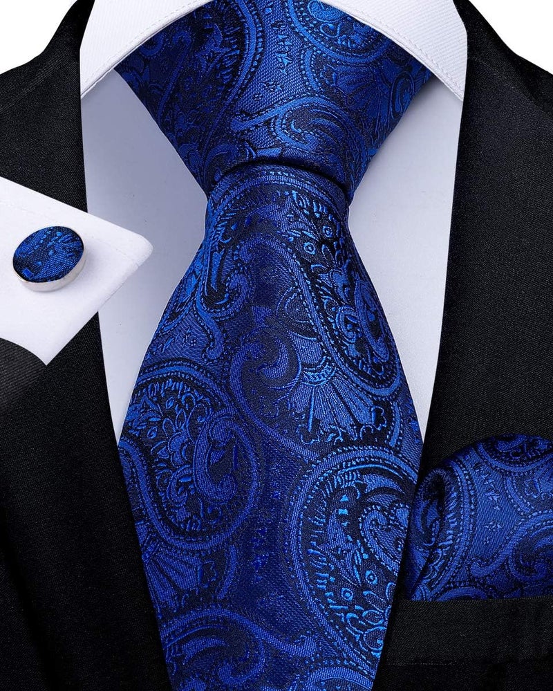 DiBanGu 2PCS Set for Father and Son Tie Silk Mens and Boys Adjustable Necktie & Pocket Square Cufflinks Kids Pre-tied Necktie - Image 2